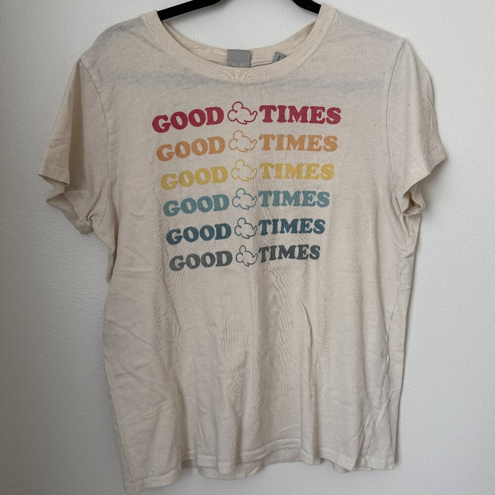 Junk Food x Disney Cream Good Times Mickey Mouse Graphic Tee L